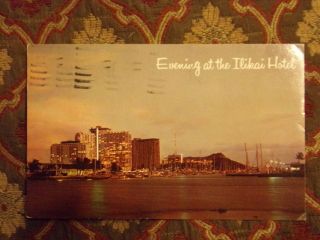 Vintage Postcard Evening At The Ilikai Hotel,  Hawaii
