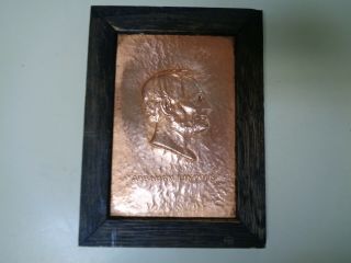 Vintage Hammered Copper Portrait Art Of Abraham Lincoln Framed Honest Abe