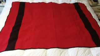 Vintage Red With Black Stripes Wool Blanket And Heavy