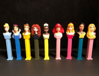 Disney Princess Pez Dispenser Set Of 9 Belle Cinderella Tiana Aurora Snow White