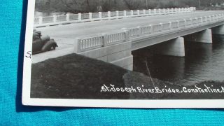 Vintage RPPC Postcard St Joseph River Bridge Constantine,  MI Posted 1948 St Jo 4