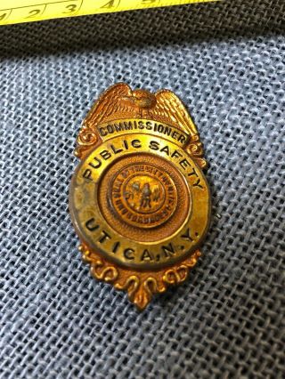 Older Style York Department Of Public Safety Breast Badge - Utica,  Ny No Res