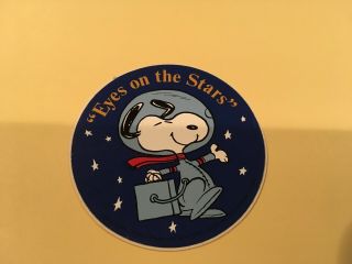 Authentic Vintage Snoopy " Eyes On The Stars " Nasa Space Sticker - Decal - - - -