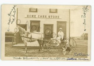 Rppc Rare Home Cash Store Horse Cart Lothair Mt Montana Real Photo Postcard