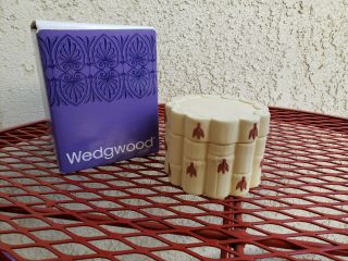 Vtg Wedgwood Primrose Terracotta Jasperware Bamboo Caneware Candy Dish Box