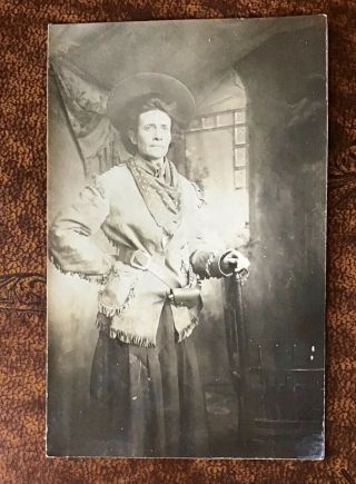 Vintage Cowgirl/Frontierswoman,  Bullet Ammo Belt,  Pistol,  Western RPPC Postcards 2