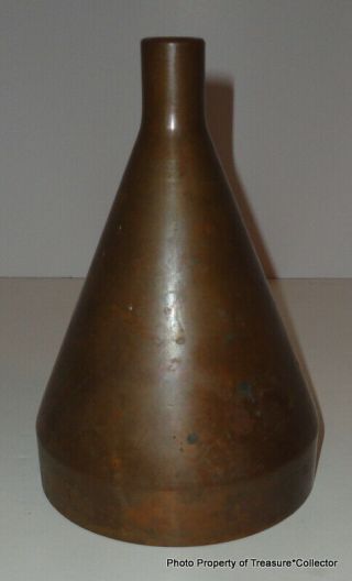 Heavy Unusual Vintage Antique Copper Funnel Weighs Over 2 Pounds 6.  5 " Tall