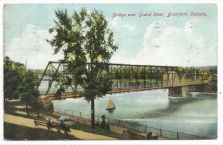 Brantford Ontario Bridge Over Grand River Pub.  Stedman Bros.  Brantford Ontario