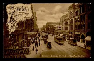 Dr Who 1911 Seattle Wa 1st Ave Looking North Postcard C118168