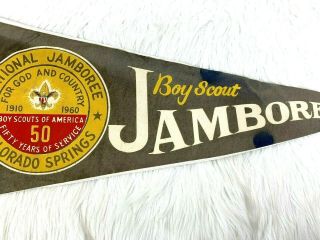 Vintage Boy Scout Jamboree Pennant Flag 1960 Colorado Springs National 50 Years