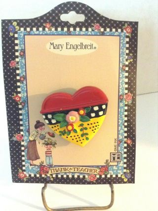 Collectible Mary Engelbreit Heart & Flowers Pin Me Ink 