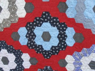 Vtg Hand Stitched Cotton Feedsack Fabric Grandmothers Flower Garden Quilt 74x88