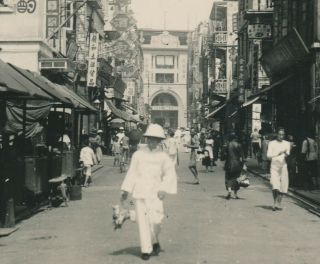 1938 Hong Kong Real Photo Postcard Rppc Pak Hoi Street Nathan Hotel Very Rare