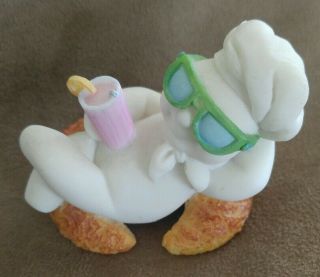 Pillsbury Doughboy Danbury Figurine Month August Croissant Drink 3.  25 " Wide