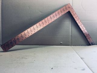 Vintage Rafter Framing Square Gardner Deluxe 24 " X16 " Cool Brass Copper - Clad