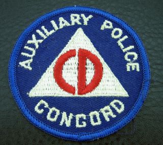 Auxiliary Police Concord Ma Vintage Blue White & Red Embroidered Patch