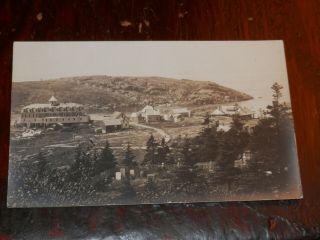 Monhegan Island Me - 1911 Real Photo Postcard - Wide View - Large Building