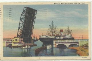 Texas - Corpus Christi - Bascule Bridge - Boat Entering - 1947