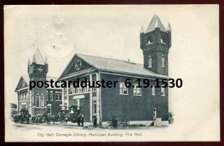 1530 - Sault Ste.  Marie Ontario 1906 City Hall.  Fire Station.  Carnegie Library
