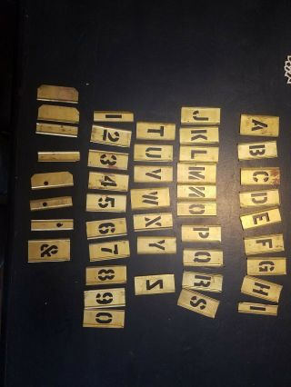 Vintage Set Brass Adjustable Letter,  Numbers,  Punctuation Stencils 2 " Letters