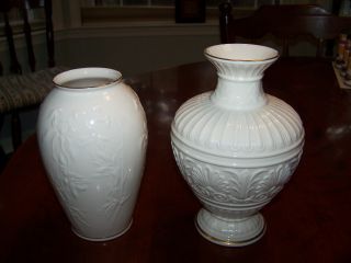 Lenox Vase Set - Masterpiece (iris) Cream Floral Vase And Athenian Cream Vase