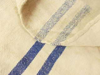 Vtg Antique Heavy Blue Stripe Hemp Linen French Fabric Feed Sack Grain Bag 19x47