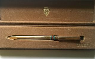 Auth Gucci Vintage Green And Red Enamel Pen With Box