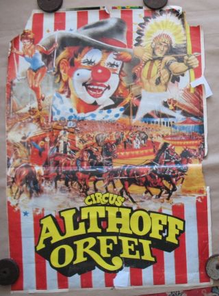 Circus Cirque Poster Placard Clown Trainer Circ Animals Circes Althoff Orfei Old