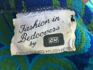 Vintage CROSSLAND HUGHES Pop Art Paisley Throw Blanket Bed Spread Cover 60s Rug 3