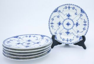 6 Unusual Plates 652 - Blue Fluted - Royal Copenhagen Half Lace - 1:st Quality 2