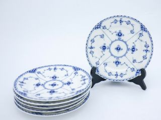 6 Unusual Plates 652 - Blue Fluted - Royal Copenhagen Half Lace - 1:st Quality 3
