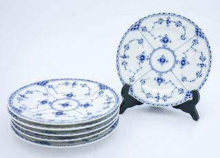 6 Unusual Plates 652 - Blue Fluted - Royal Copenhagen Half Lace - 1:st Quality 4