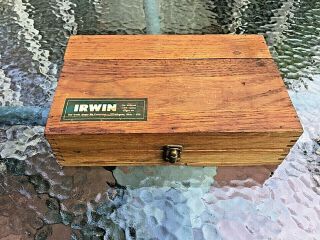 Vintage Irwin 13 Pc Auger Bit Set In Wooden Oak Box