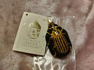 2003 Patricia Breen 2311 Black/gold Beetle Bug Christmas Ornament 2.  5 " With Tag