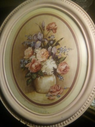 Home Interior Oval Flowers Picture,  By Miles Davis,  23.  5 " Long 19.  5 Wide Good.