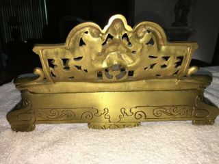 Large antique Victorian gilt bronze figural double inkwell inkstand 2