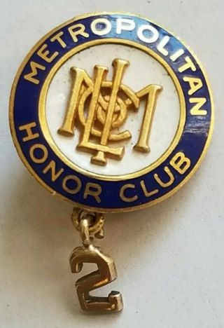 14k Metropolitan Life Insurance Company Honor Club Enamel Pin 3.  5g