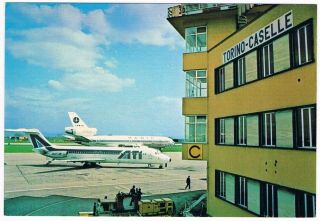 Postcard Turin Airport Ati Douglas Dc9 Varig Dc10 Aviation Airways Airline