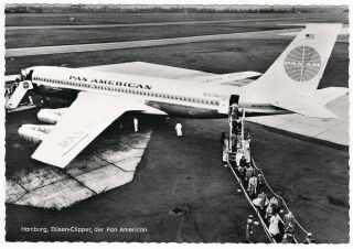 Postcard Hamburg Airport Pan Am Boeing 707 Aviation Airline Airways