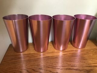 4 Anodized Aluminum Drinking Tumblers 16 Oz Retro Glasses Water Set