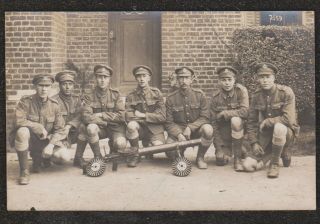 Ww1 Middlesex Regiment Posing With Machine Gun Real Photo Postcard Military