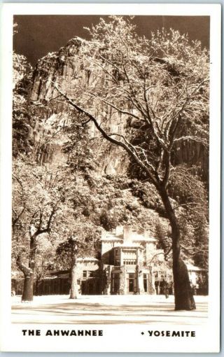 1930s Yosemite National Park Rppc Photo Postcard The Ahwahnee Hotel Front View