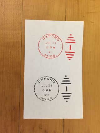 US Post Office Postmark Cancellation Hand Stamp Oxford,  Mississippi 2