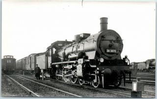 Vintage German Railroad Rppc Real Photo Postcard Stem Locomotive Passenger Train