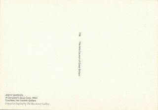 Andy Warhol - 4 Campbell ' s Soup Cans,  1962 Arts Council P16 Vintage Art Postcard 2