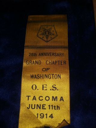 1914 Masonic Order Eastern Star Ribbon - 26th Annual Wa.  State - Grand Meeting