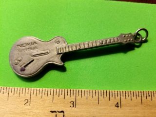 Rare Vintage Nokia Xpress Music 3.  25 " Pewter Guitar Keychain,  Fob,  Detailed