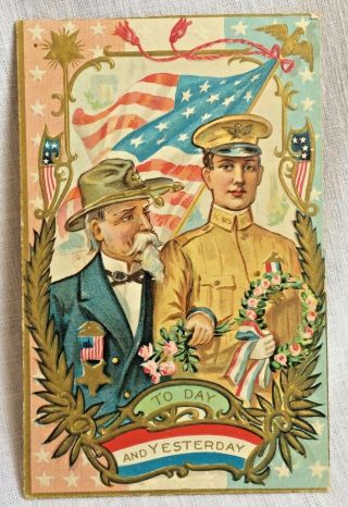 Patriotic Decoration Day Postcard Civil War And Wwi Soldier 1910s Unposted