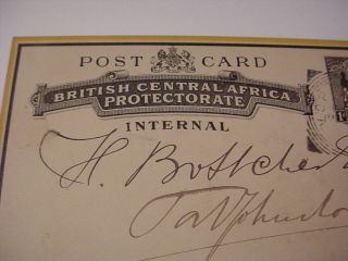 BRITISH CENTRAL AFRICA 1898 POSTAL CARD TO FORT JOHNSTON INTERNAL POST CARD 2