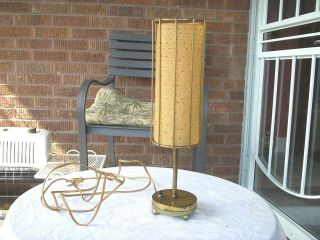 Mid Century Modern Atomic Age Brass Table Lamp With Orginal Shade